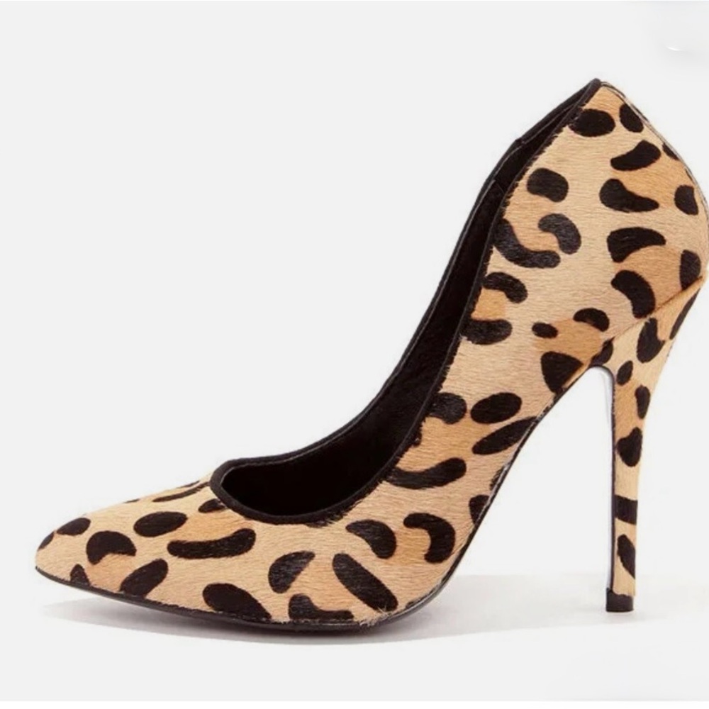 Steve Madden Gallery Leopard Pony Hair Pointed Sexy Heels Pumps 6